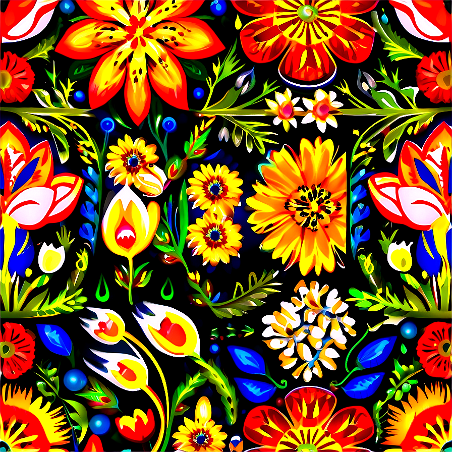 Folk Floral Pattern Png 06202024 PNG