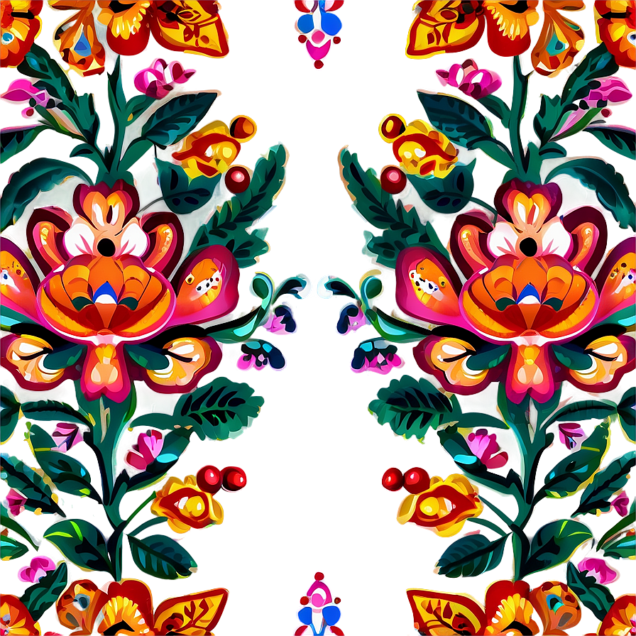 Folk Floral Pattern Png 06202024 PNG