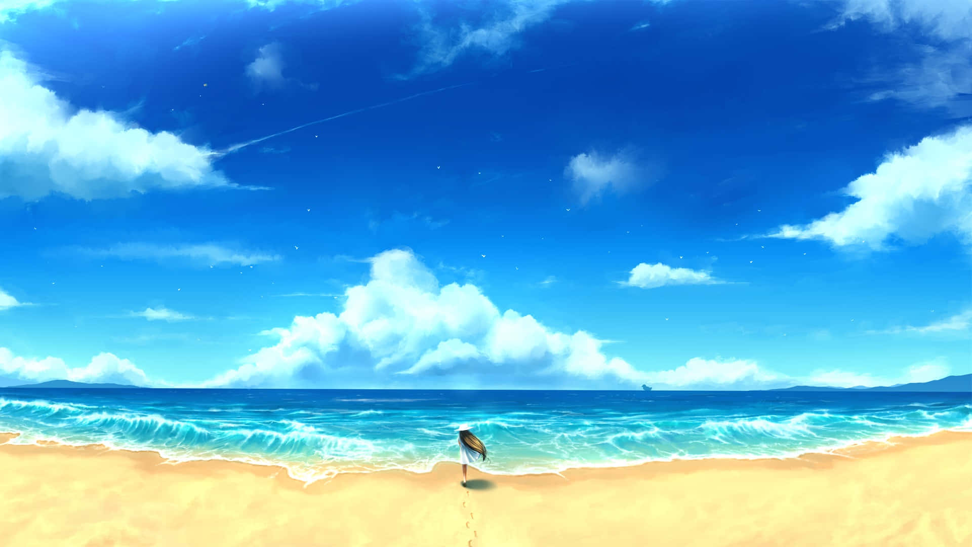 Fondode Pantalla De Playa Con Anime