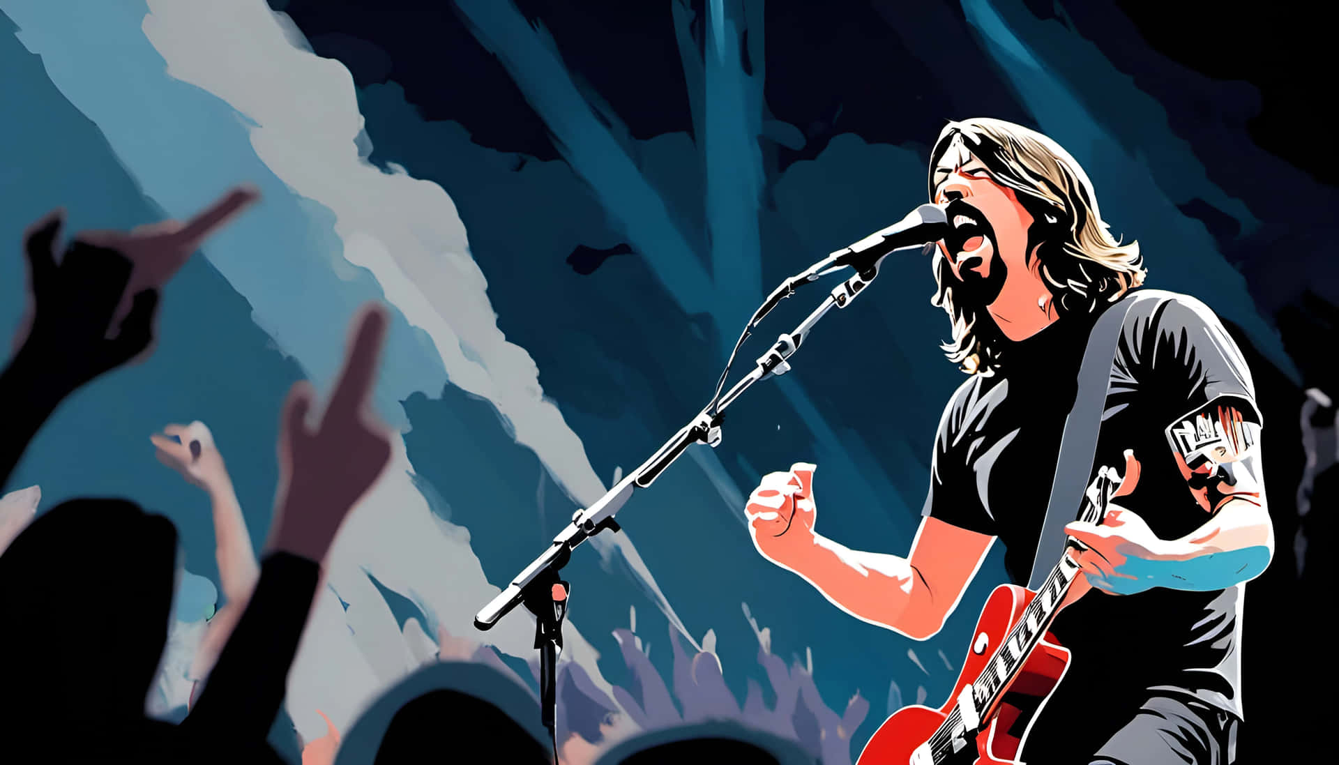 Foo Fighters Live Concert Illustration Wallpaper
