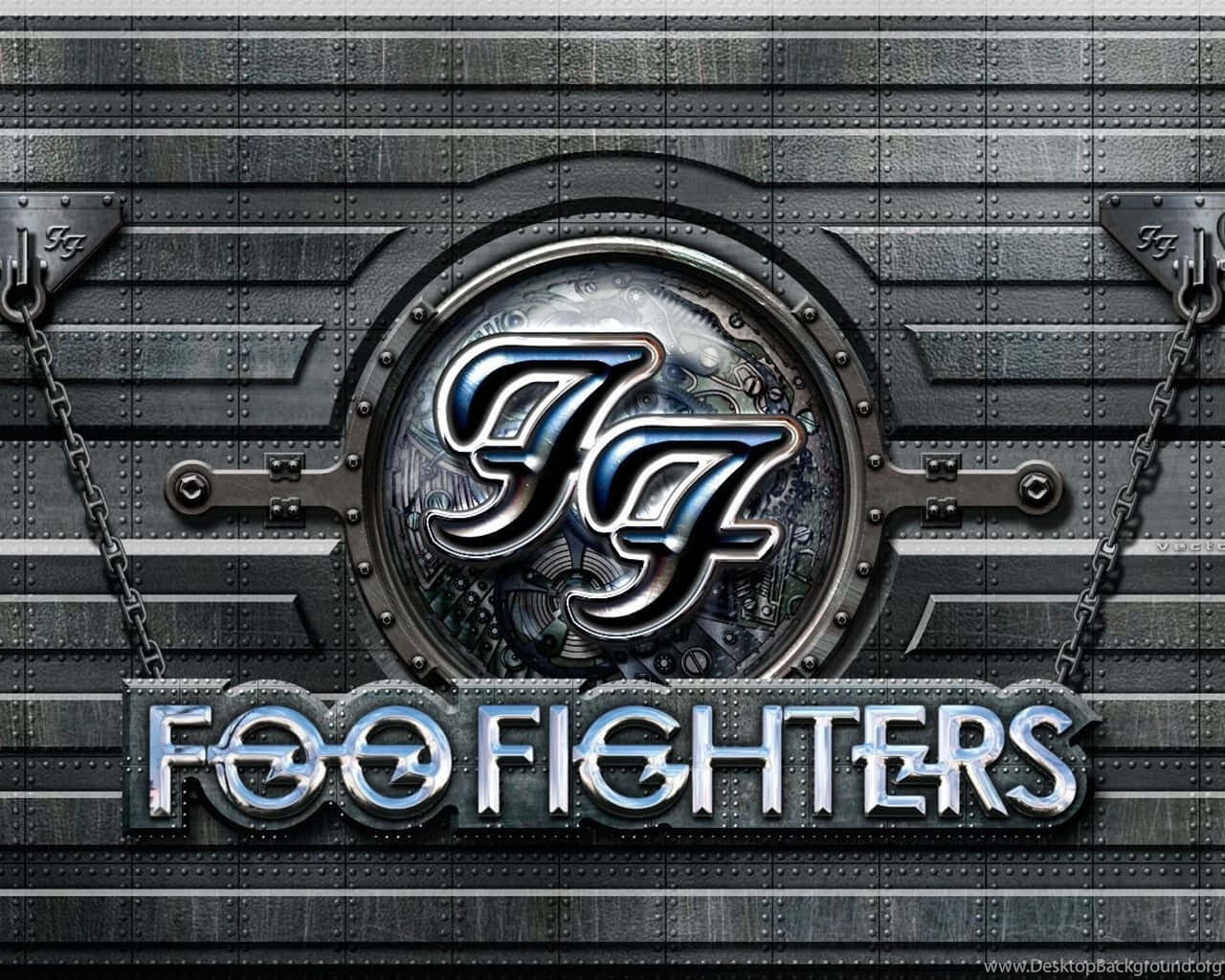 Foo Fighters Logo Metallic Background Wallpaper