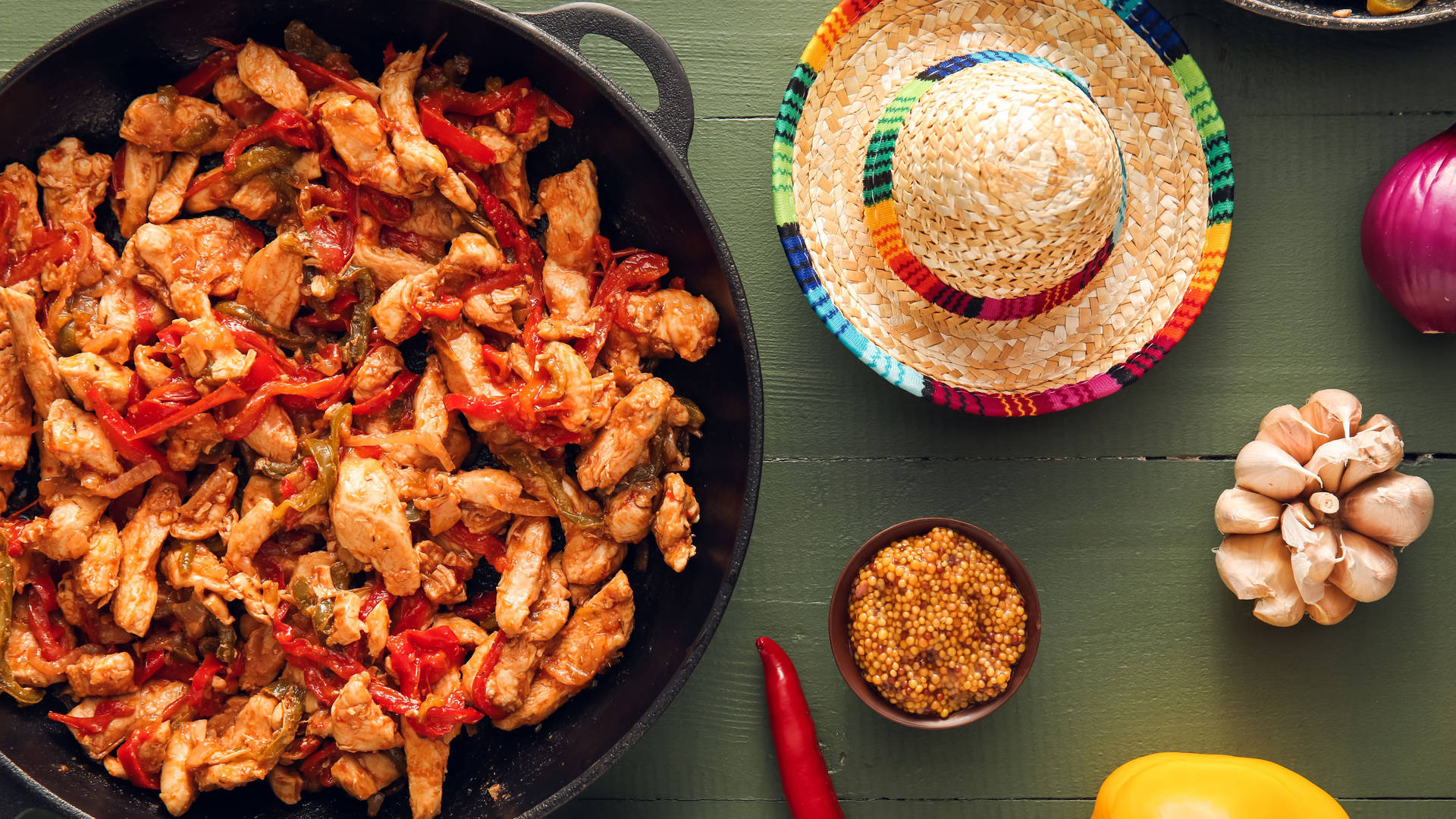 Chicken Fajita Mexican Food 4K Wallpaper