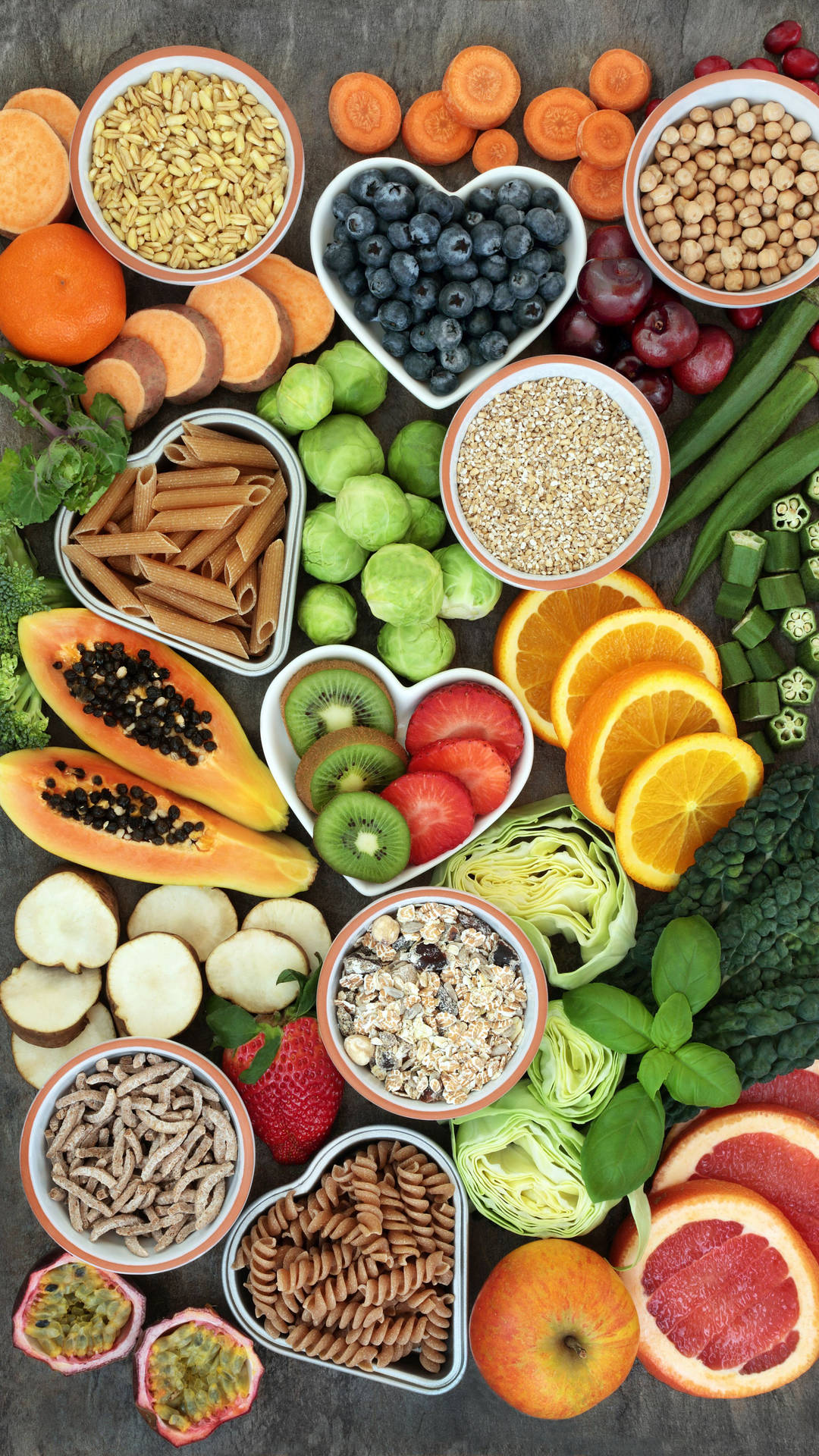 A Variety Of Fruits And Vegetables In A Bowl Wallpaper