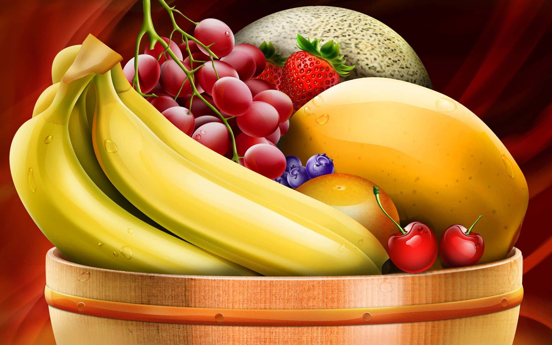 Fruit Basket Food Vector Illustration Background