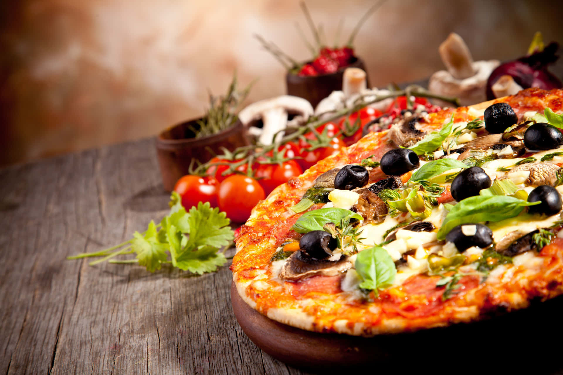 Lockandeitaliensk Mat Pizzabakgrund