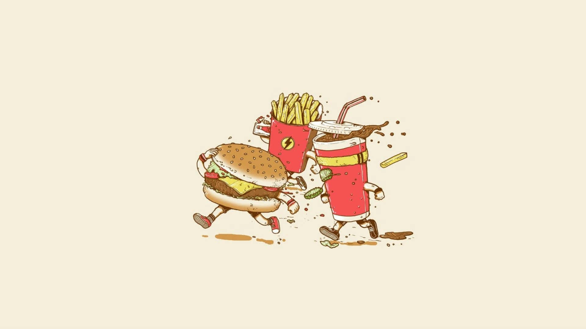 Racing Fast Food Meals Digital Illustration Background
