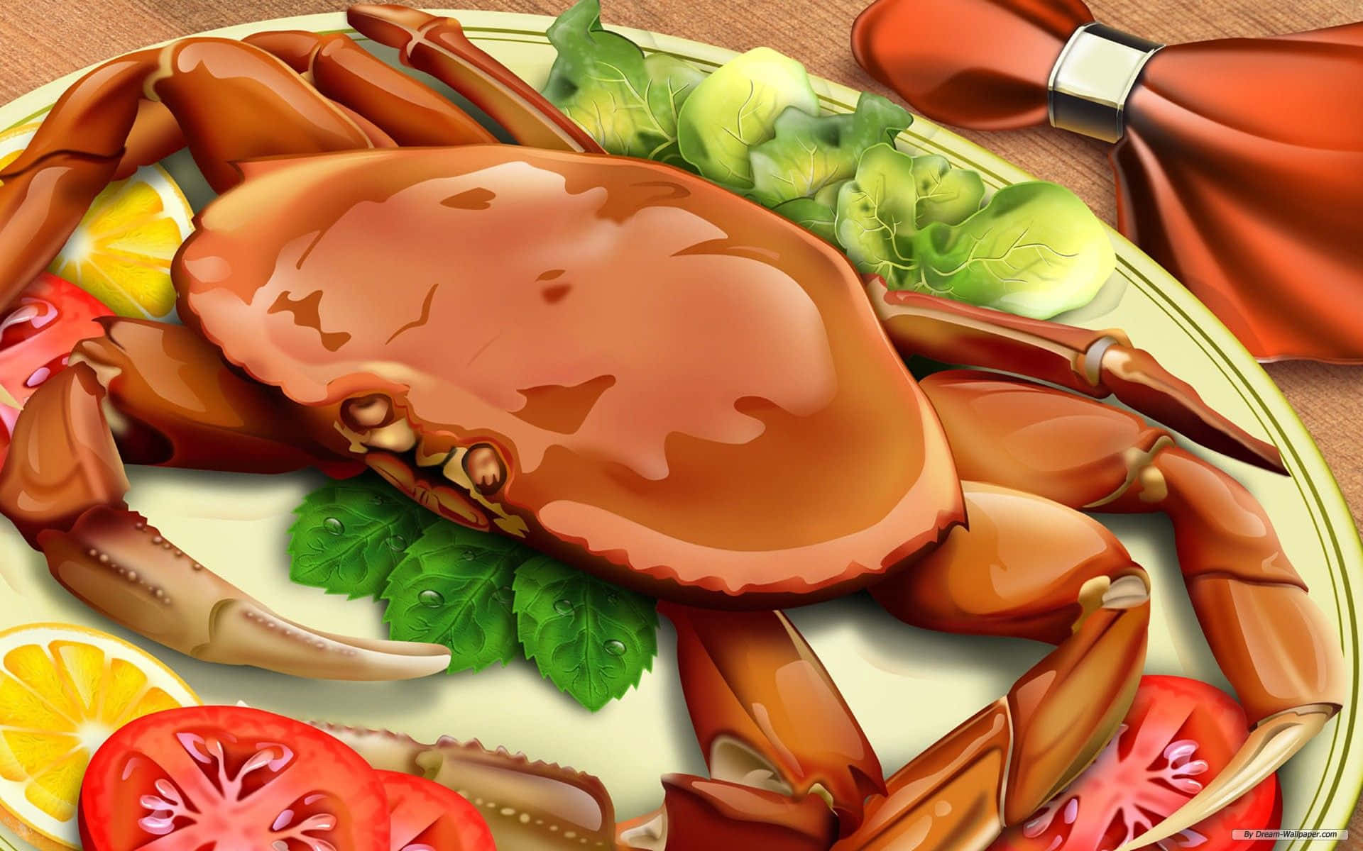 Delicious Crab Food Art Illustration Background