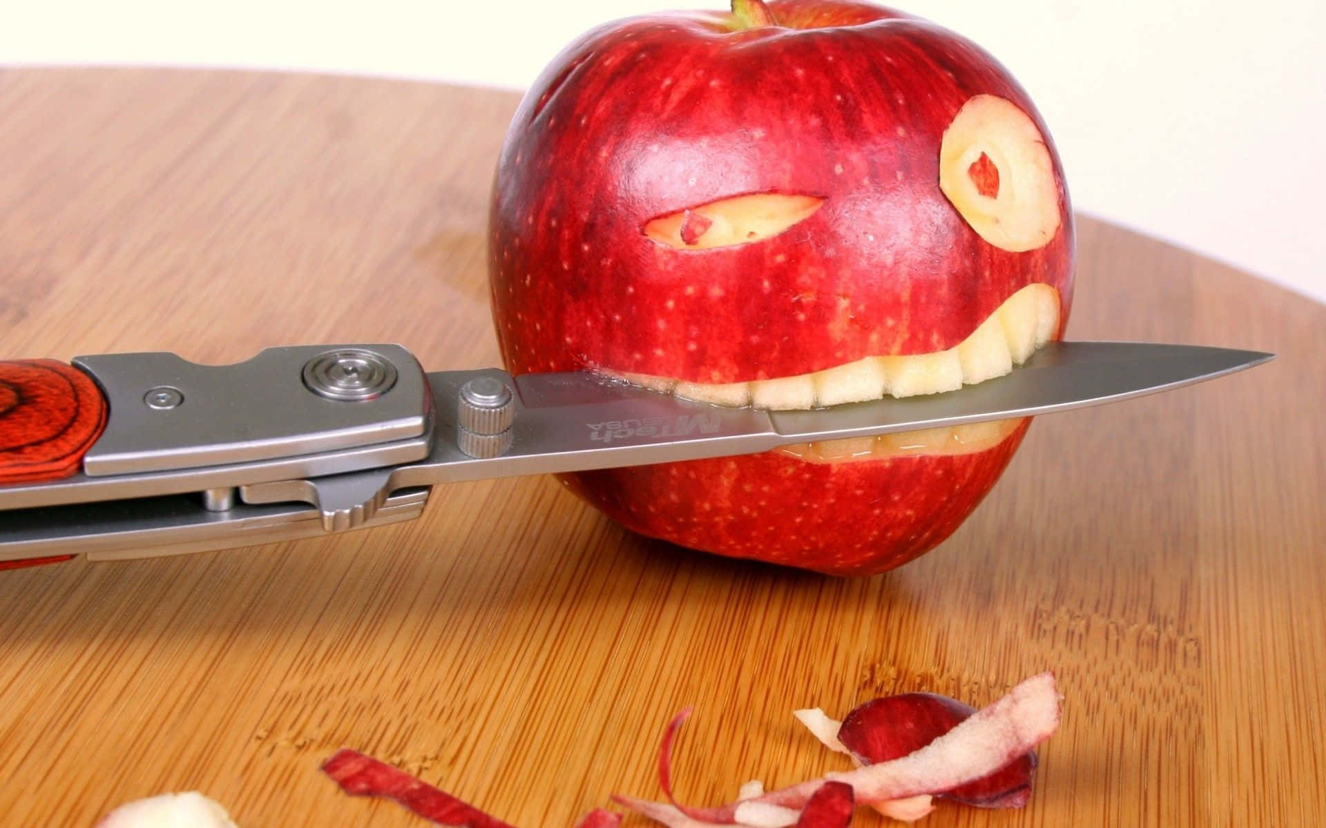 Red Apple With Knife Food Art Background