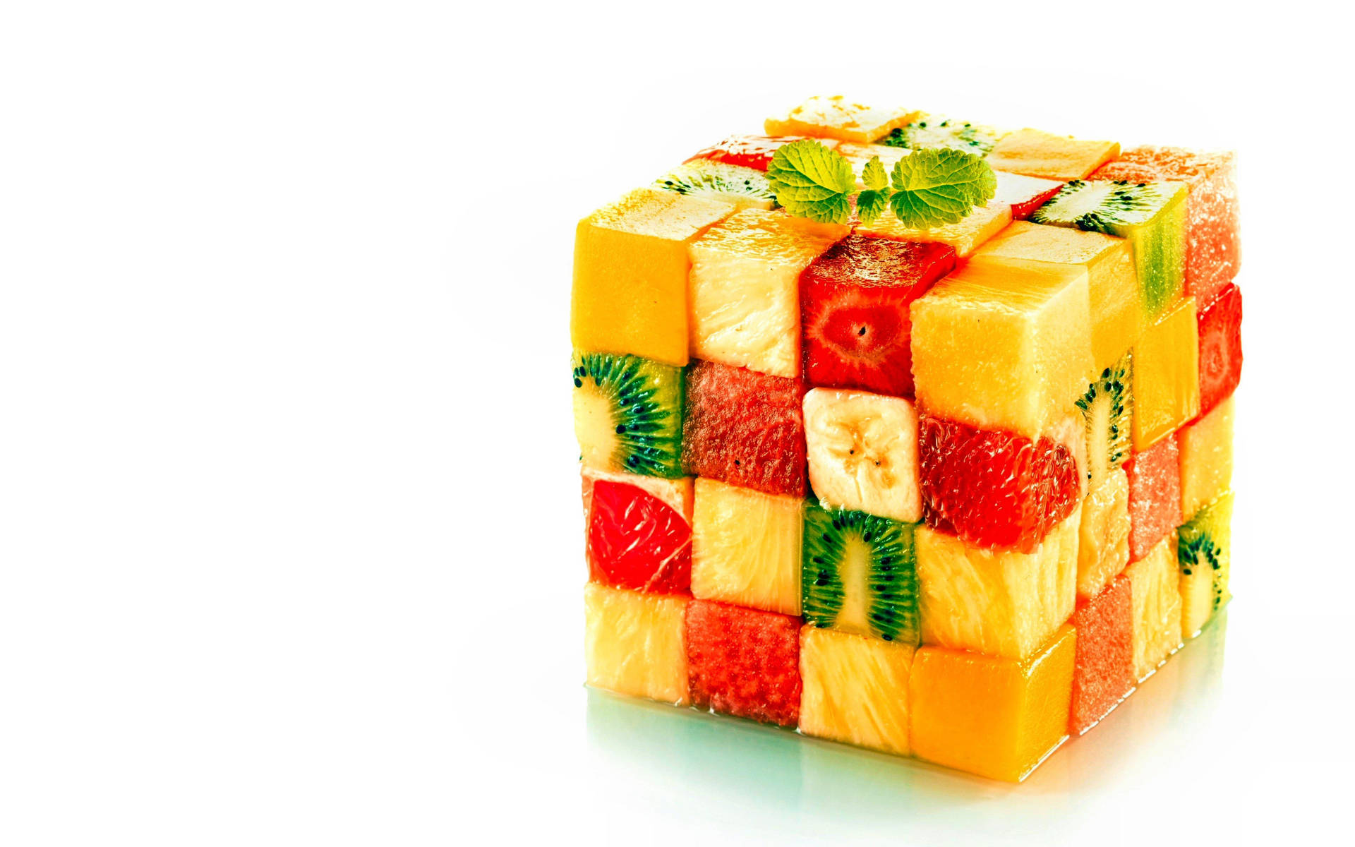 Food Cubes Fresh Fruits Wallpaper