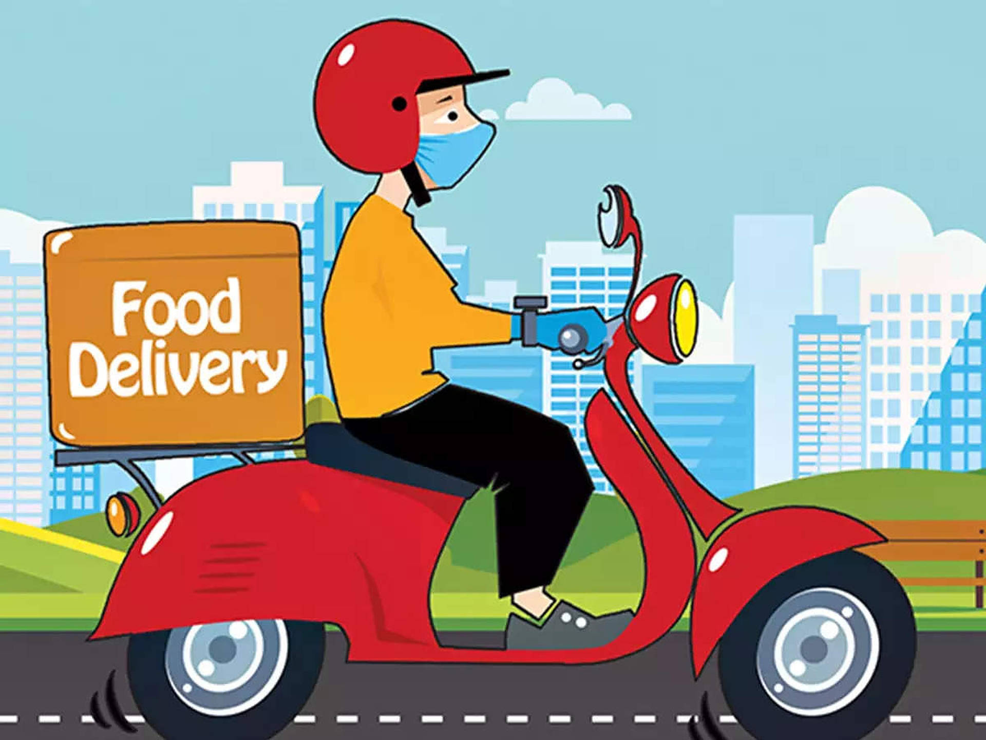 Food Delivery Cartoon Art
