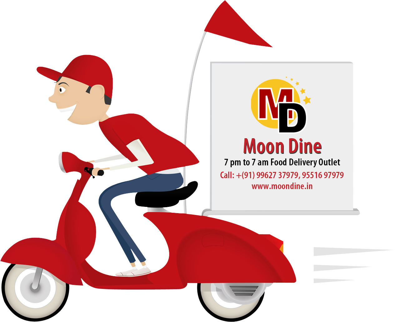 Food Delivery Scooter Advertisement PNG