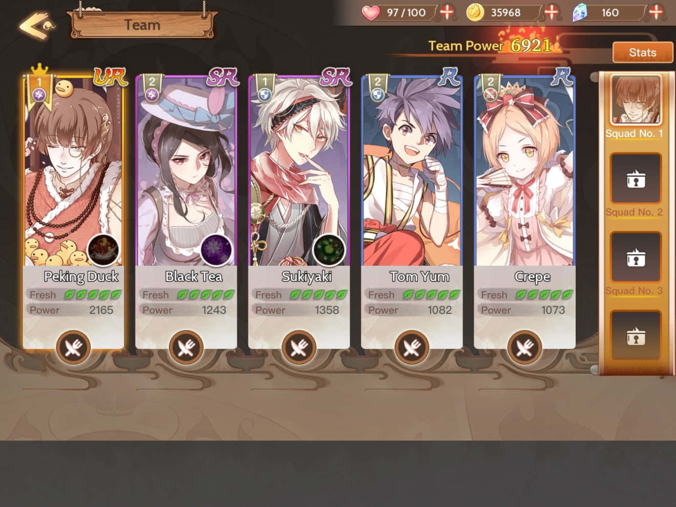 Écran De Sélection De Personnages Food Fantasy Fond d'écran