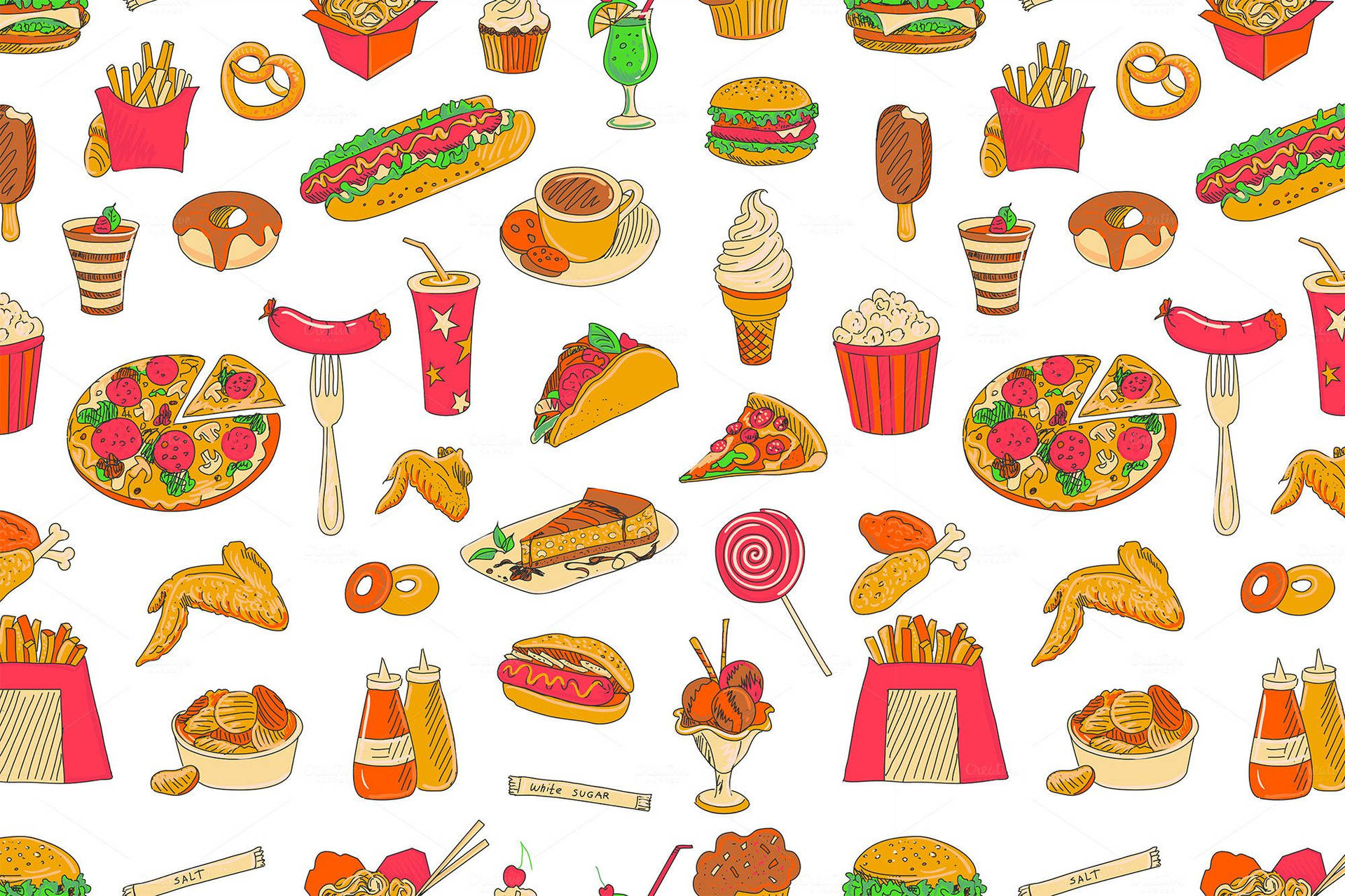 Food Pattern Background Wallpaper