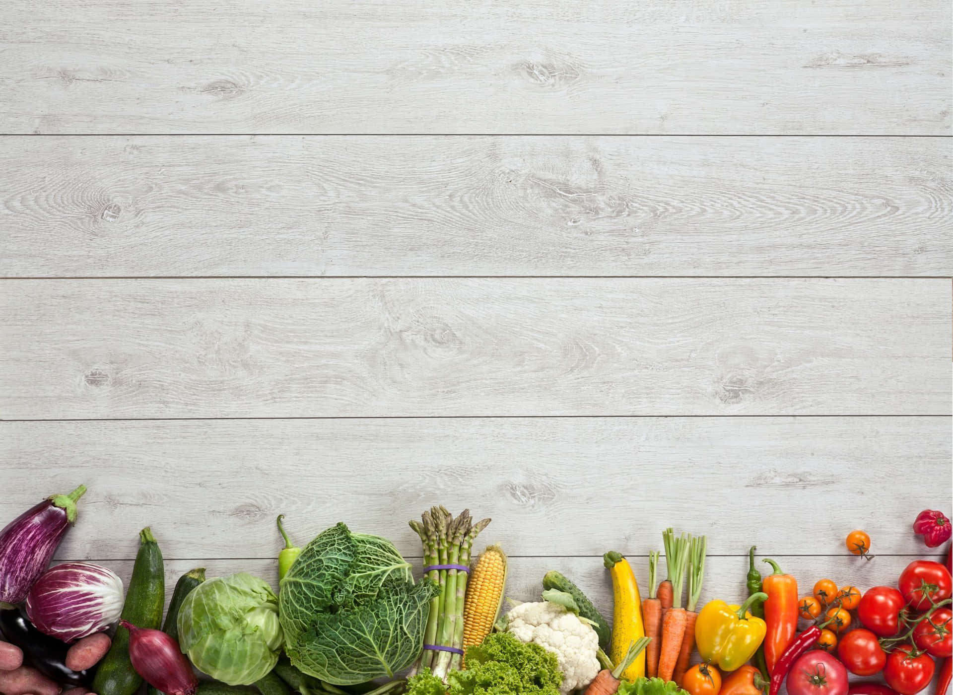 Fresh Vegetables On White Wooden Background