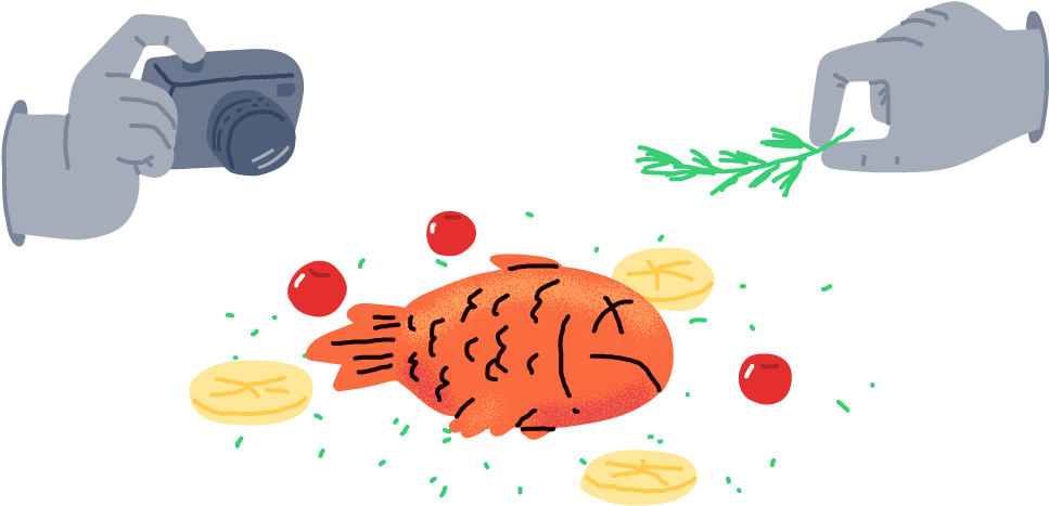 Food Photography Cartoon Fish Dish PNG