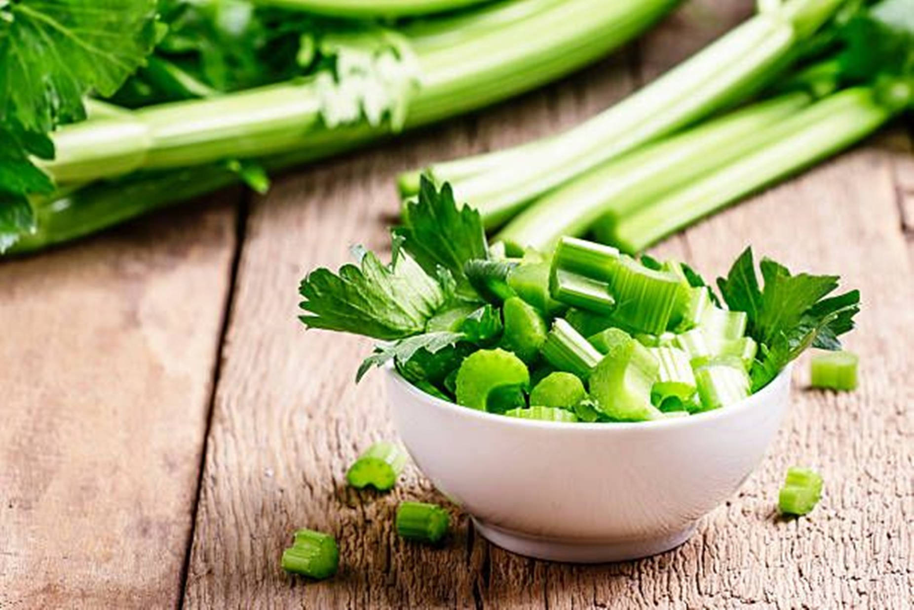 A Healthy Serving of Fresh Celery in a Bowl Wallpaper