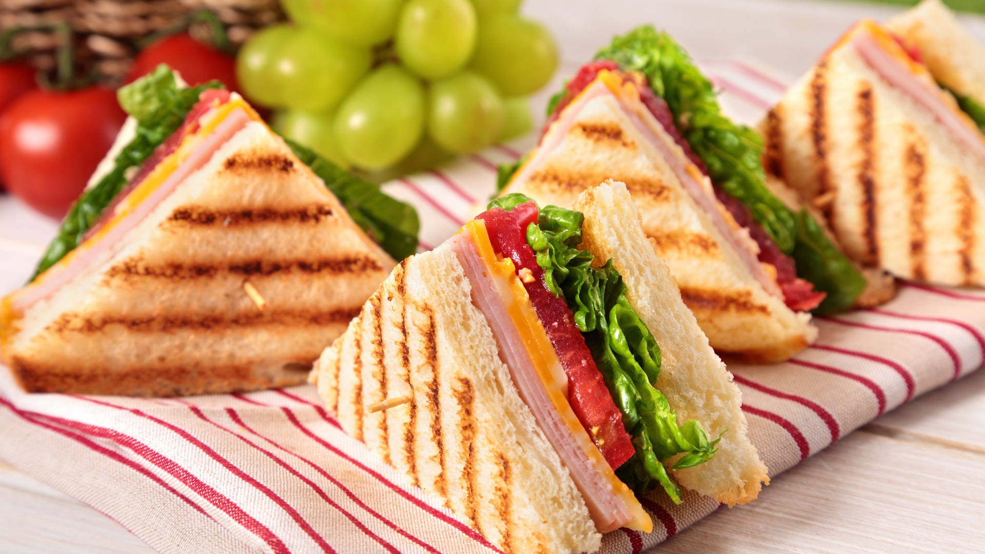 "Art of Delicious Grilled Club Sandwiches in Food Photography" Wallpaper