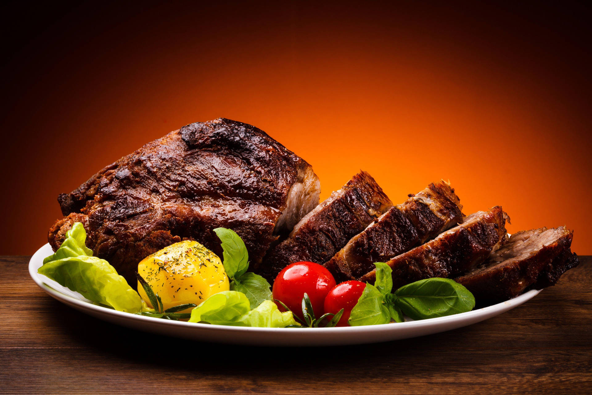 Food Photography Roast Beef Wallpaper