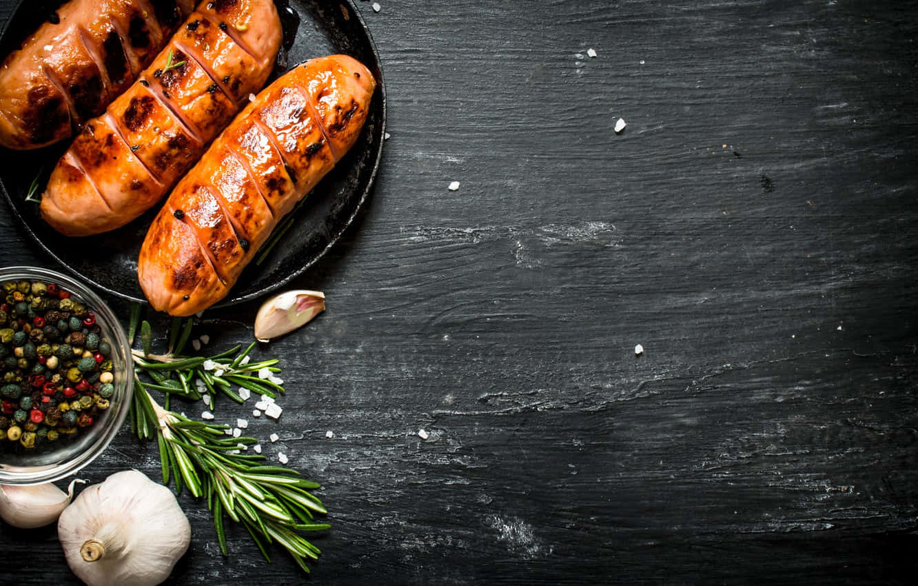 Food Table With Sausages Wallpaper