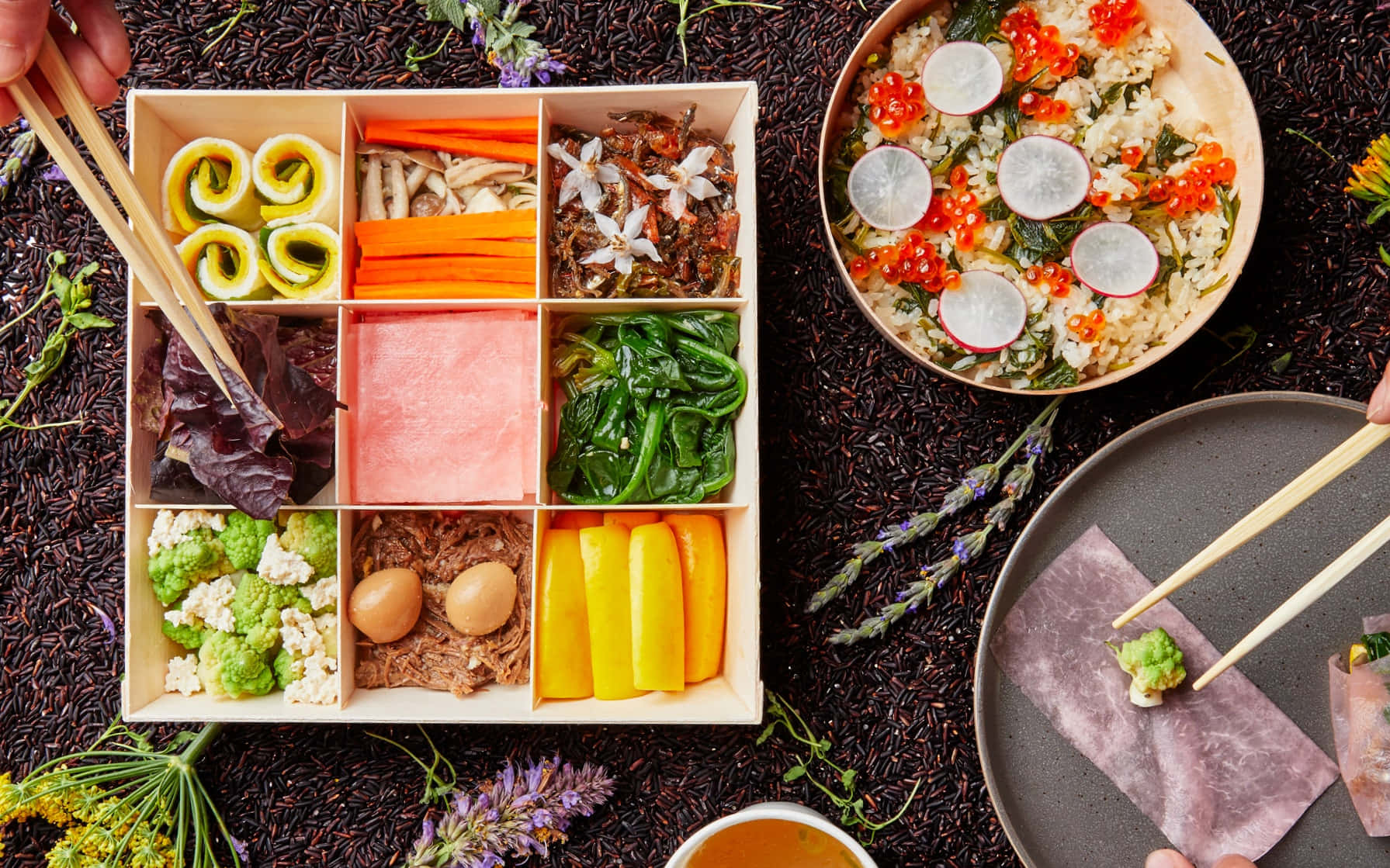 Food Table With Bento Wallpaper