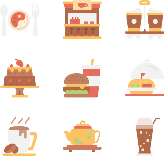 Foodand Beverage Icons Set PNG