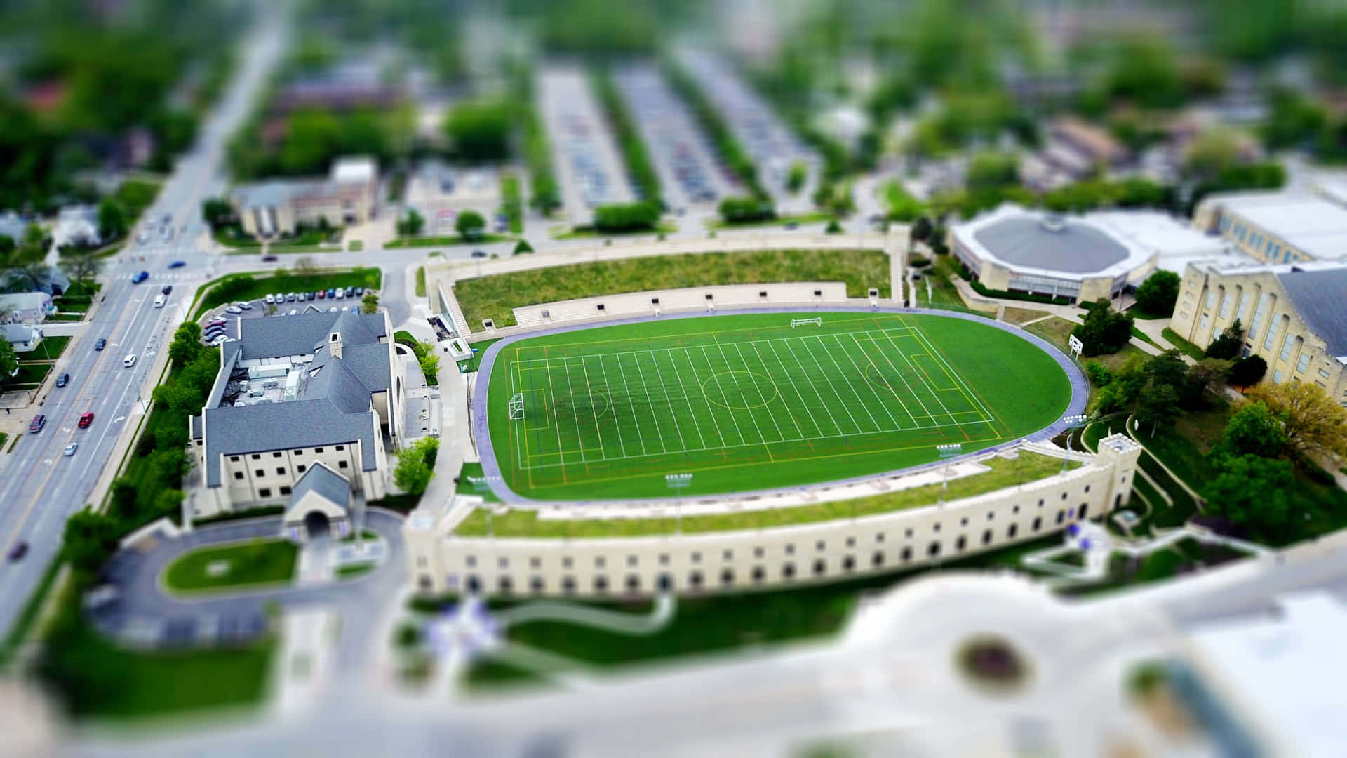 Football Field Stadium Miniature Wallpaper