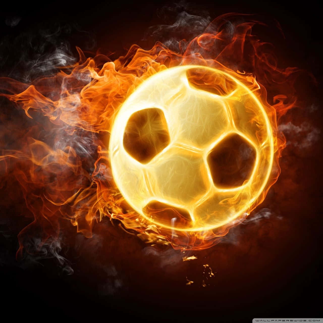 Fodbold Galaxy Glødende og Flammende Bold Wallpaper
