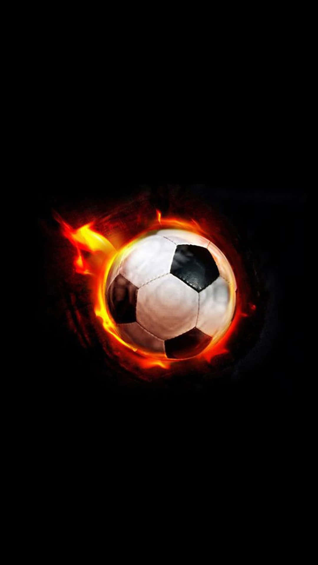 Football Galaxy Flaming Ball In Dark Setting Wallpaper