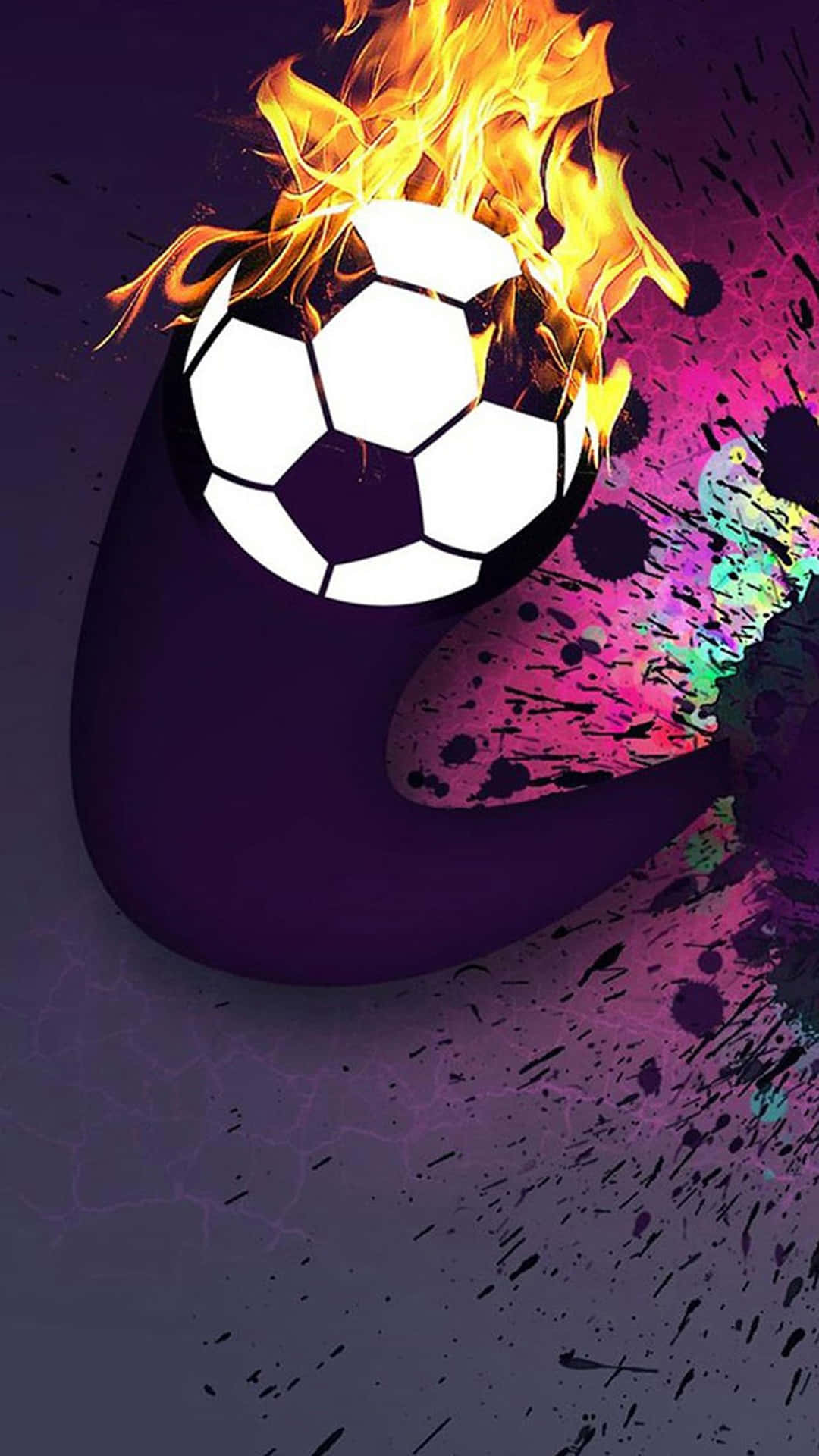 Fußballgalaxieflammender Ball Wallpaper