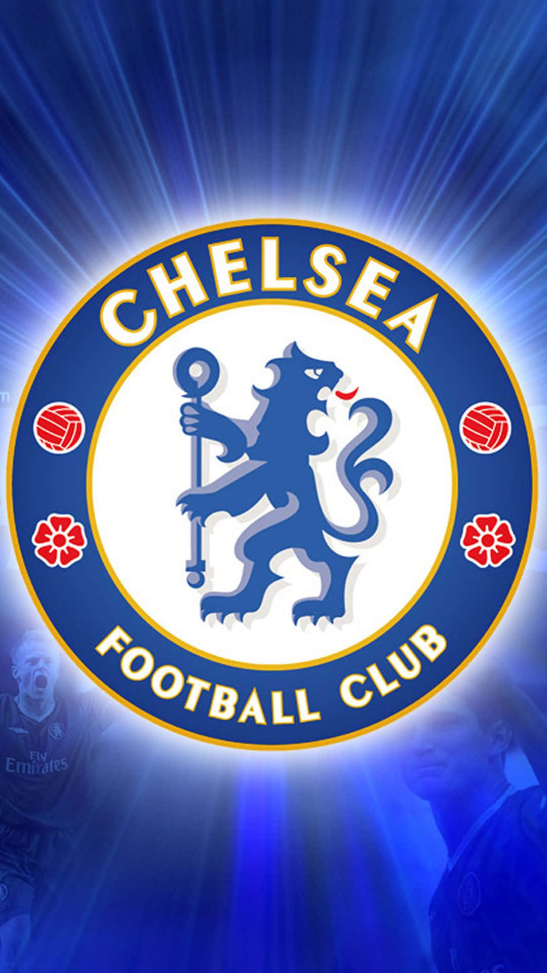 Football Galaxy Chelsea Club Logo With Blue Lights Wallpaper