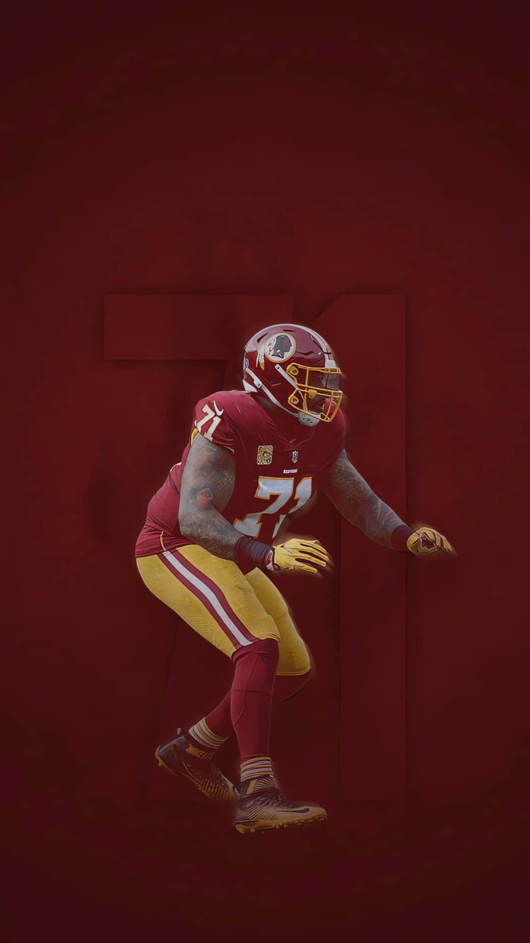 Football Player Action Pose Red Background Wallpaper