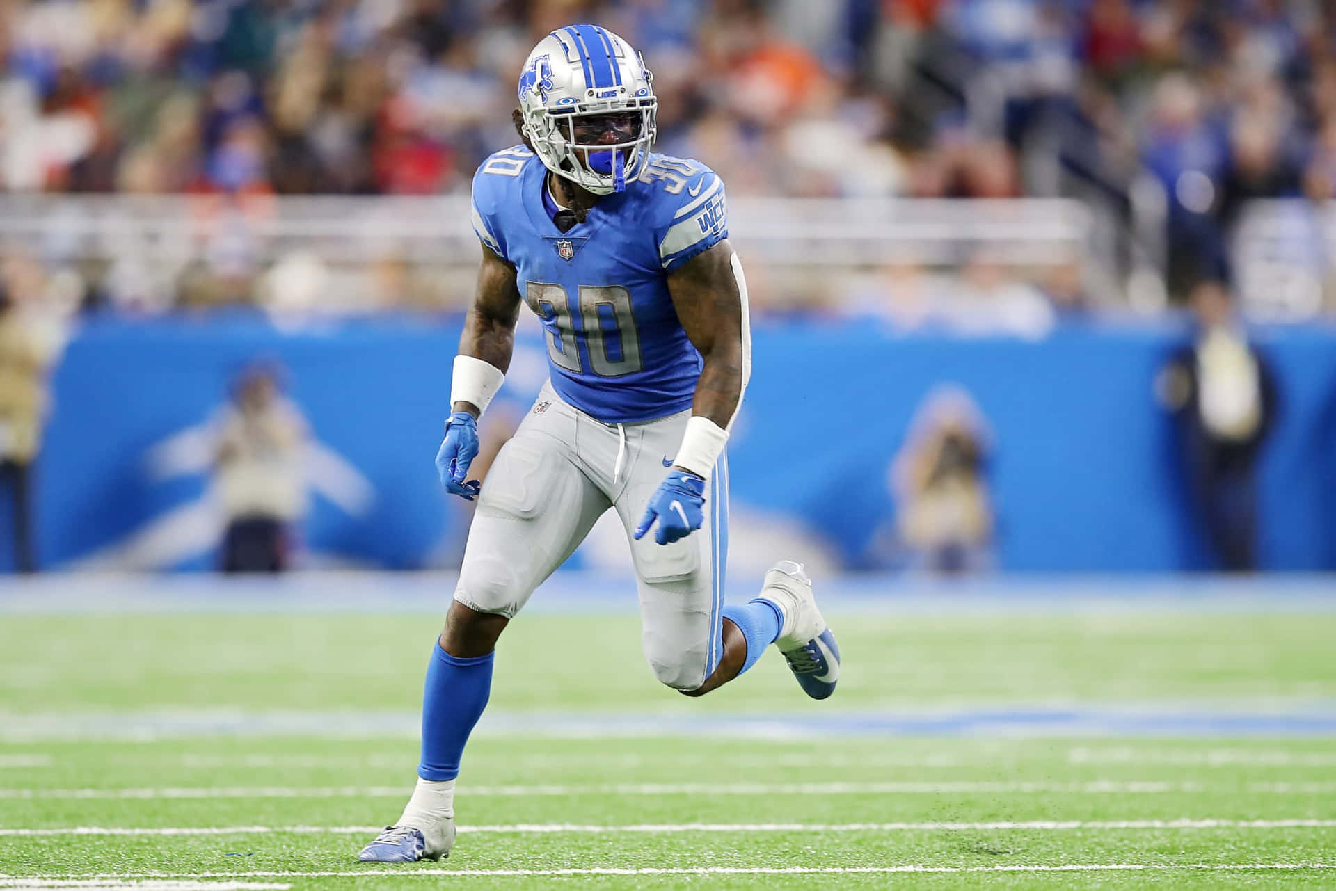 Voetballer Actiefoto Detroit Lions Achtergrond