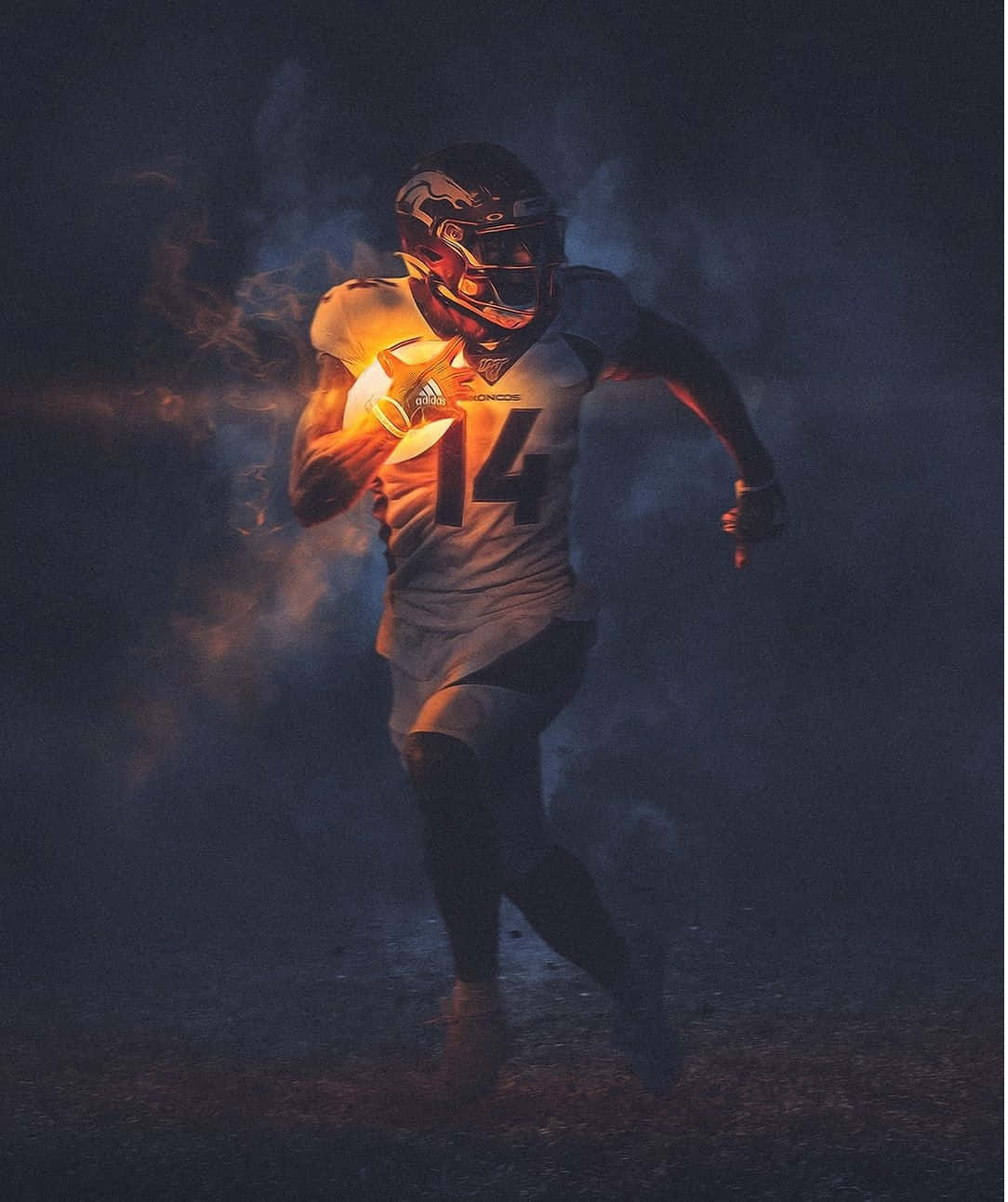 Football Player Emerging From Smoke Wallpaper