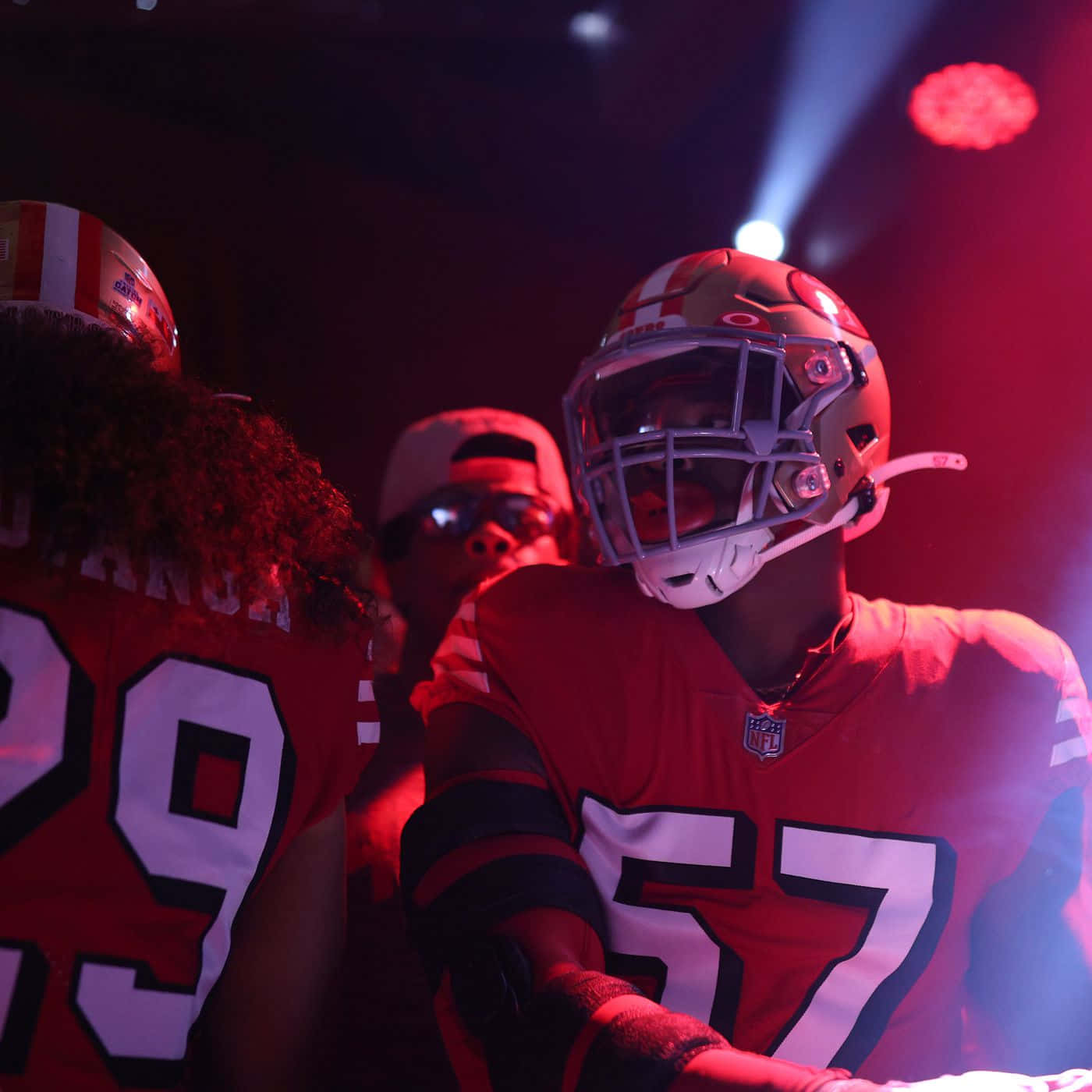 Football Players Entrance Red Lighting Wallpaper