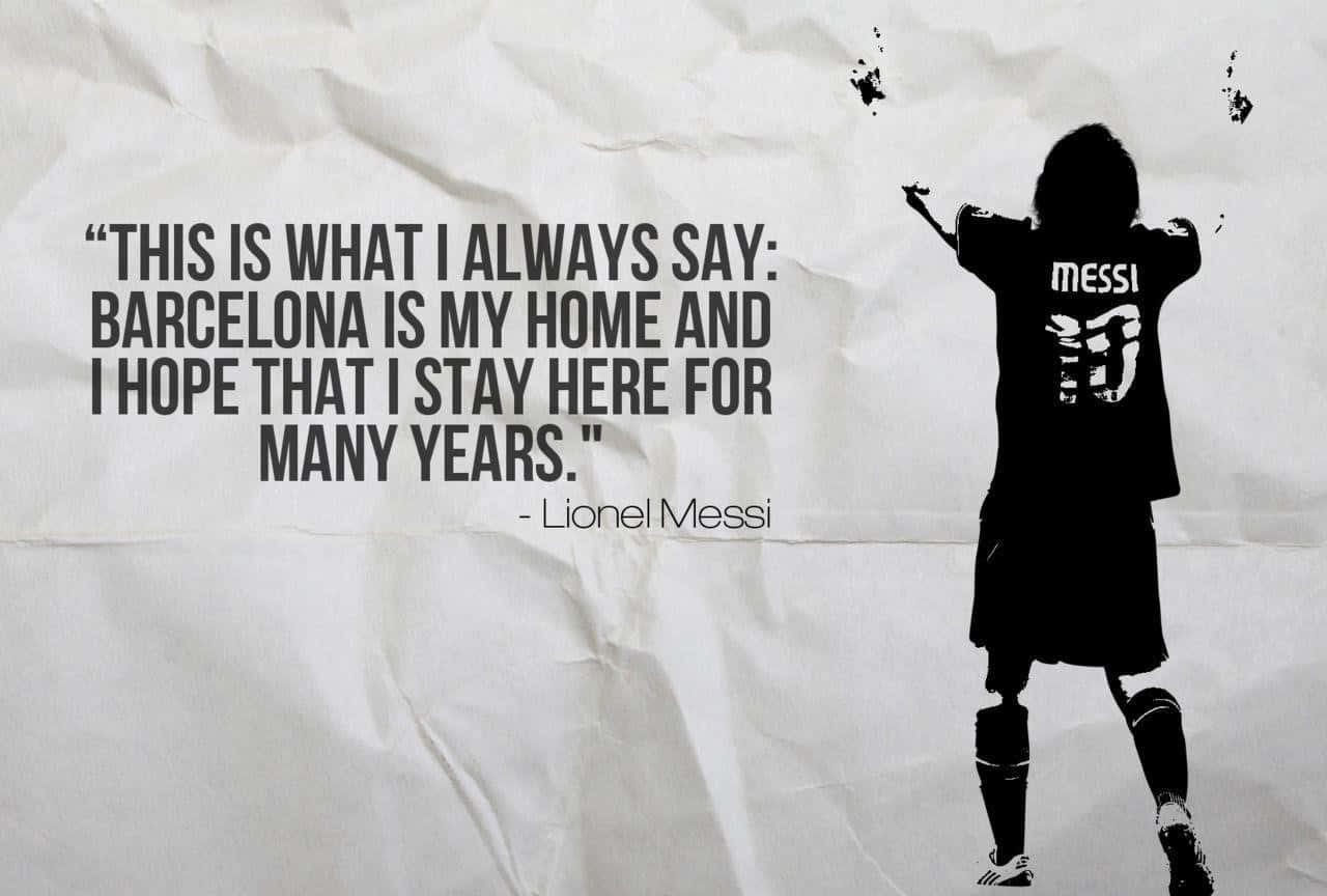 Lionel Messi med ryggen til fodboldcitat tapet Wallpaper