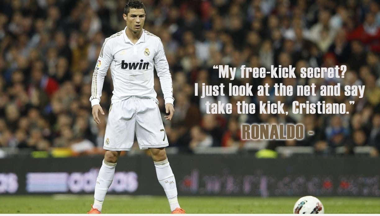 Cristiano Ronaldo Of Real Madrid Football Quotes Wallpaper