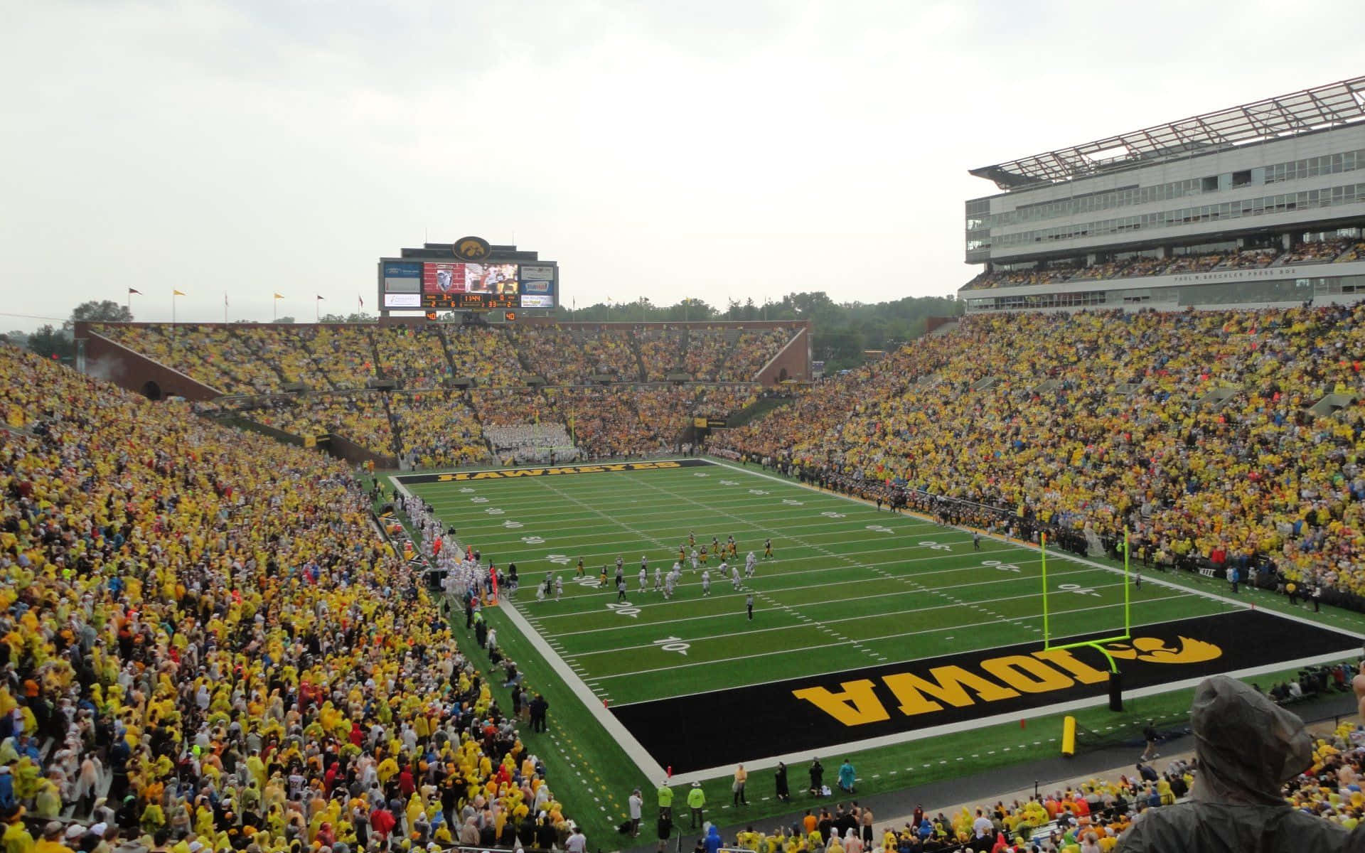 Iowa Football Stadium In A Yellow Field
