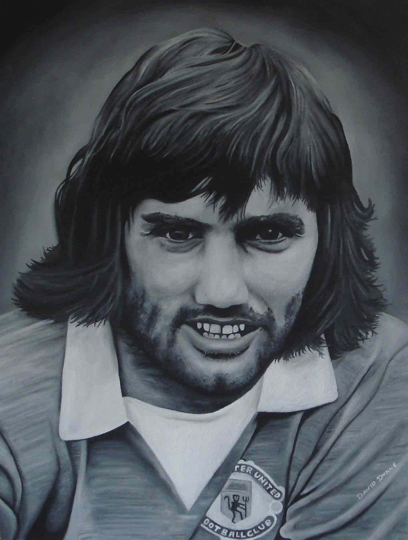 Footballer George Best Charcoal Art Portrait Wallpaper