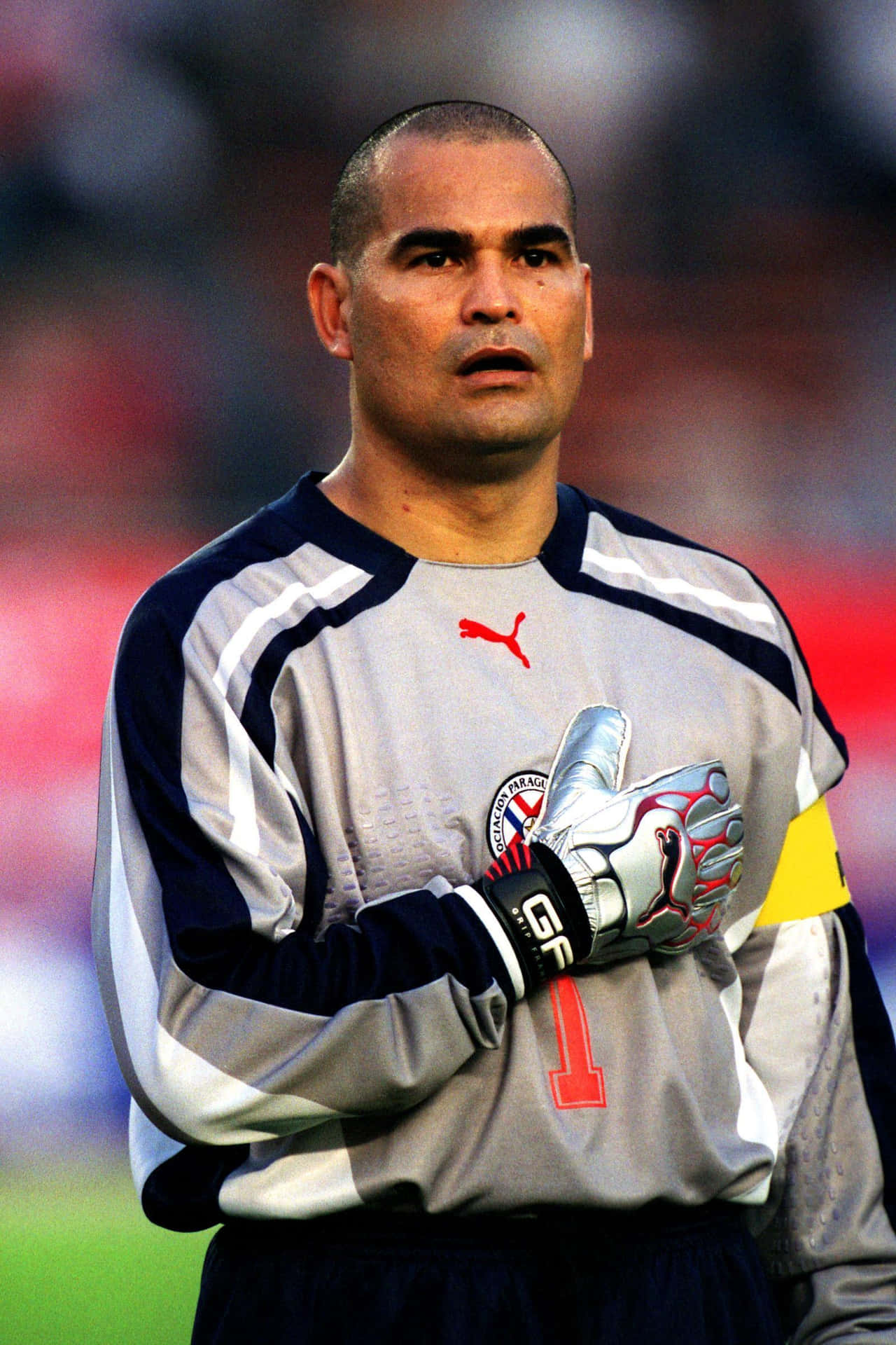Futebolistajose Luis Chilavert Kirin Cup 2001 Foto De Ângulo Médio. Papel de Parede