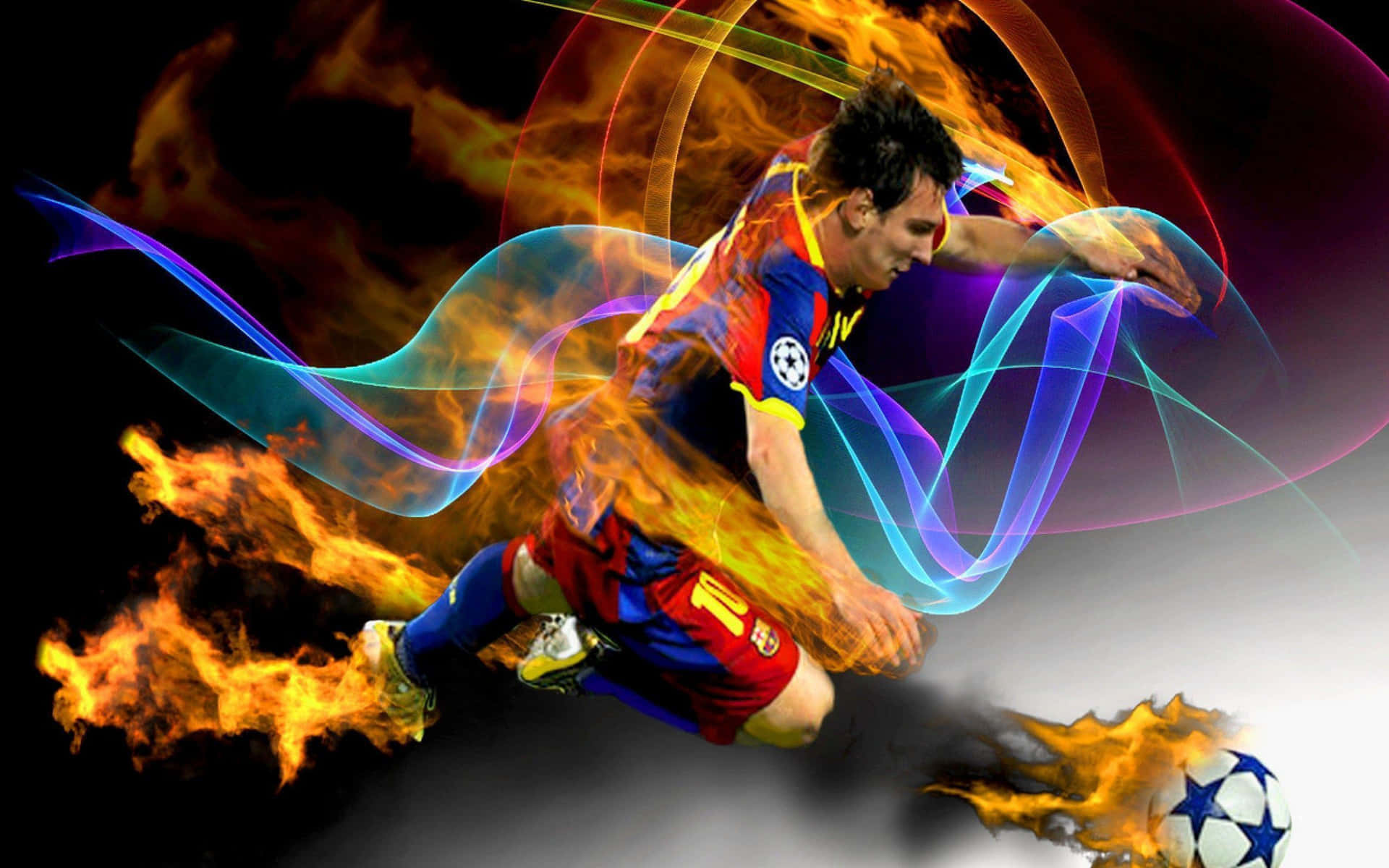 Imágenesdel Futbolista Lionel Messi En Llamas.