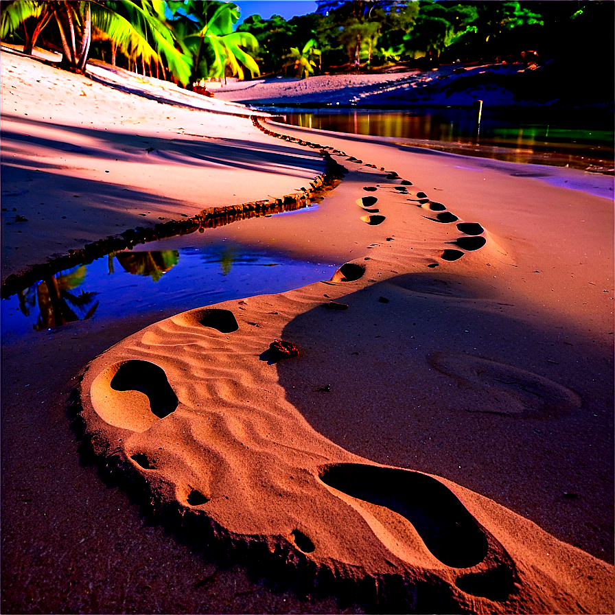 Footprints Leading To Sandy Beach Png 06242024 PNG