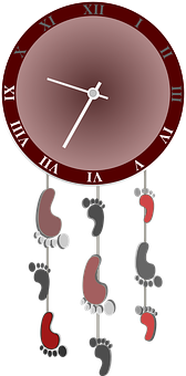 Footsteps Pendulum Clock Illustration PNG