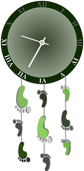 Footstepsin Time Clock Design PNG