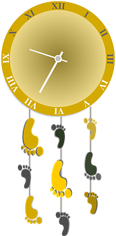 Footstepsof Time Clock Illustration PNG
