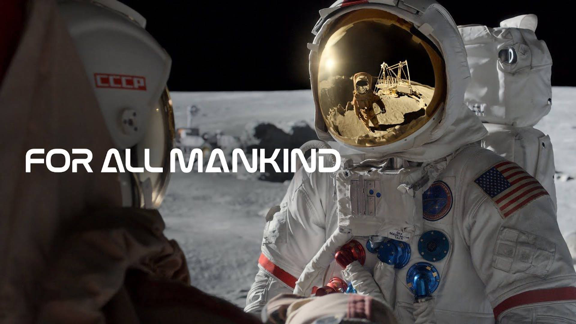 Füralle Menschen Zwei Astronauten Auf Dem Mond Wallpaper