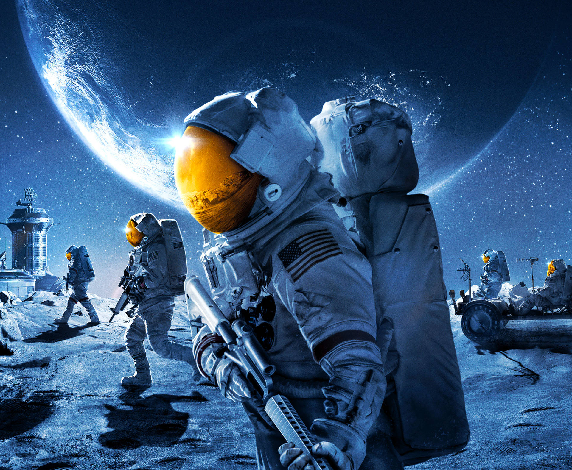 For All Mankind Walking On Moon Wallpaper