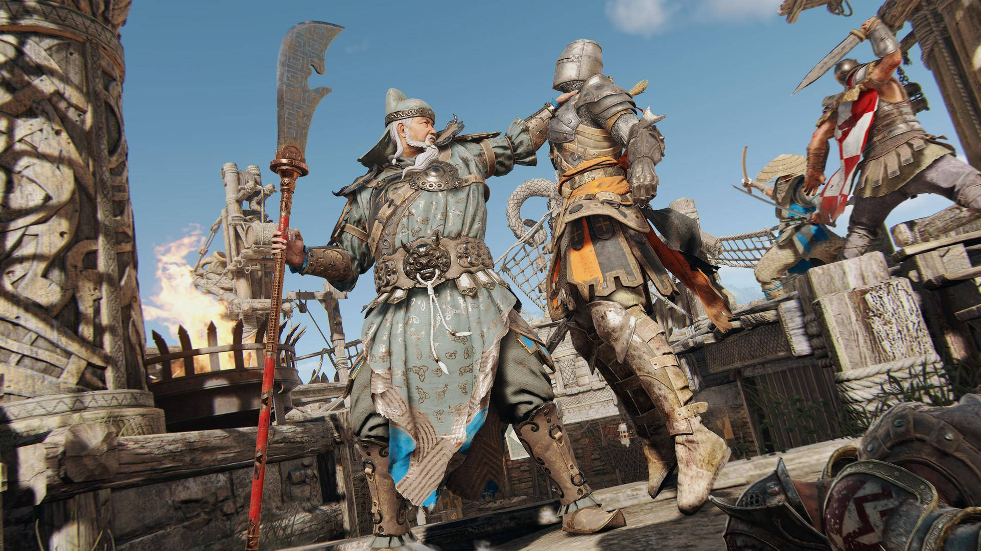 For Honor Game Jiang Jun Carrying A Knight Background