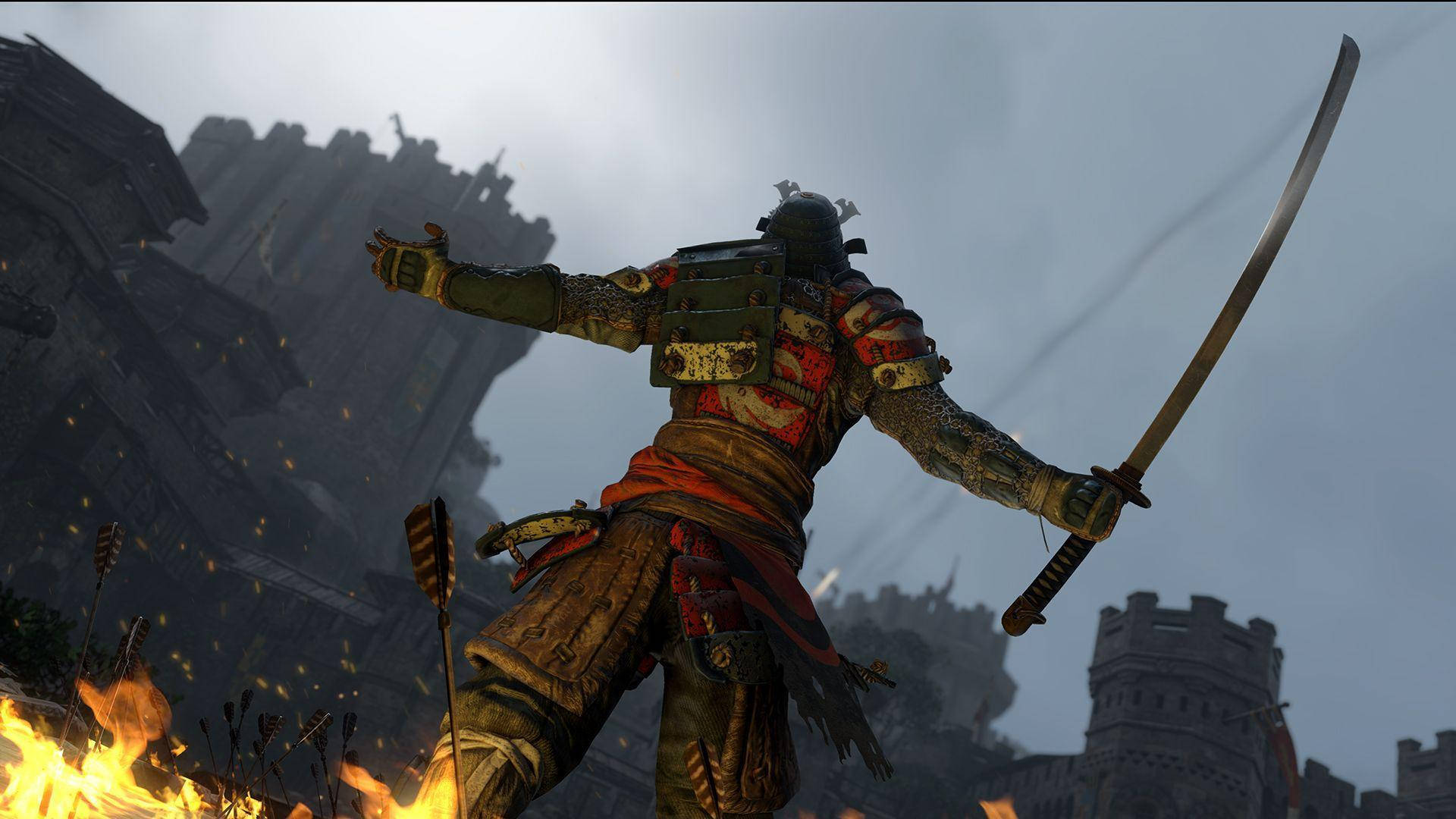 For Honor Game Orochi Holding Up Blade Background