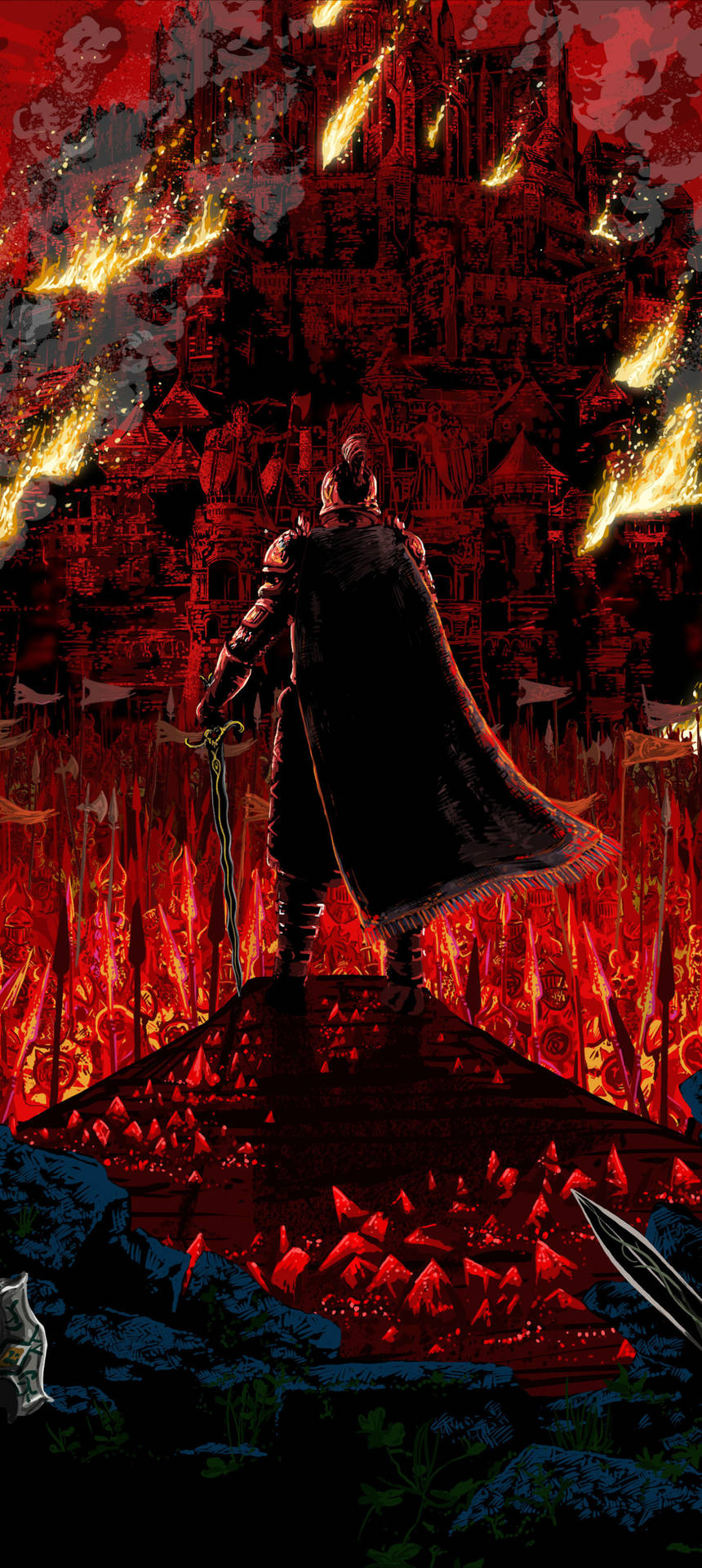 For Honor Phone Knight Burning Castle Background