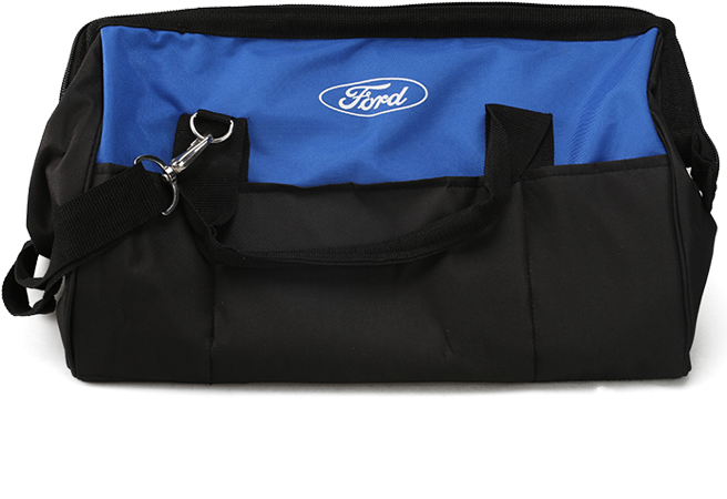 Ford Branded Blueand Black Duffel Bag PNG